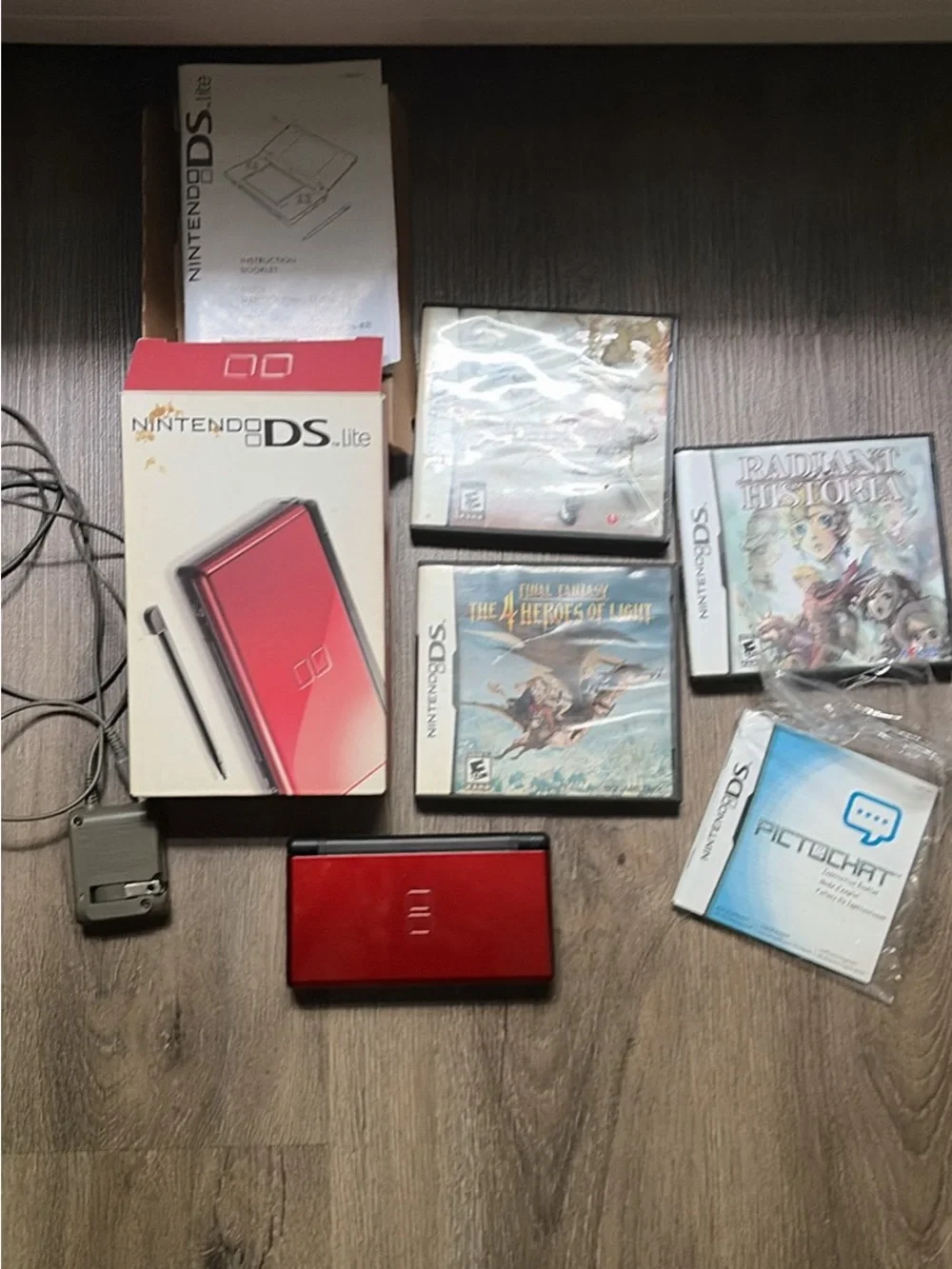 Nintendo DS Lite Red Handheld Console with Games and Box